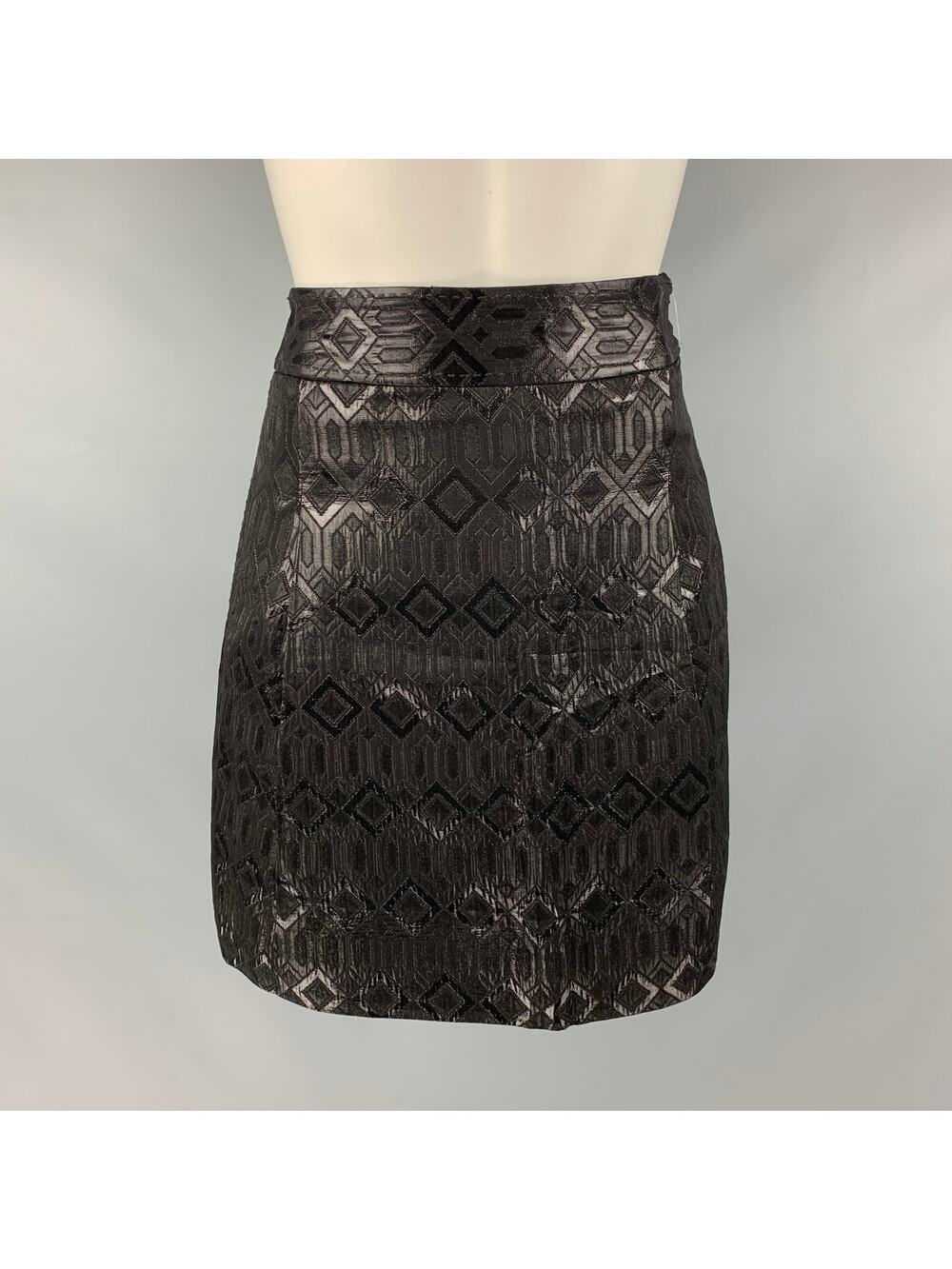 TORY BURCH Size 0 Black Acetate Rayon Pleated Mini Skirt